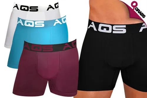 For QR79, Always Have a Pair with Packs of Three AQS Men’s Boxers  - Choose from 3 Colors! (QR182 Value)